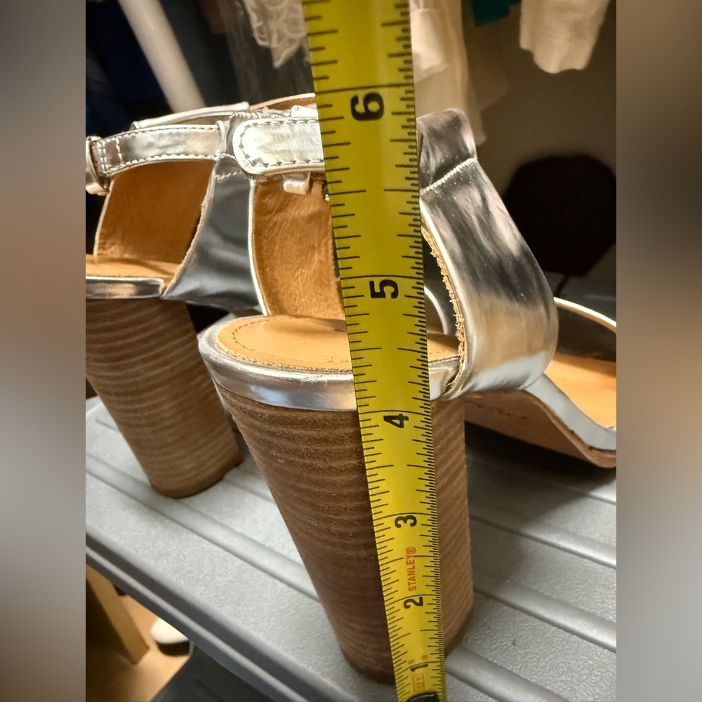 Coach Metallic Silver Ankle Strap Sandals - Picture 8 of 11